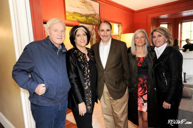 Chris Matthews, Tammy Haddad, David Axelrod, Susan Axelrod, and Kathleen Matthews at the entrance to the Garden Brunch's VIP room.